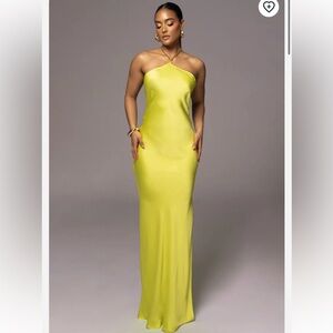 JLUXLABEL Novara Halter Maxi Dress in Neon Lime